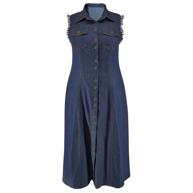 Women’s Plus Size Long Denim Shirt Dress