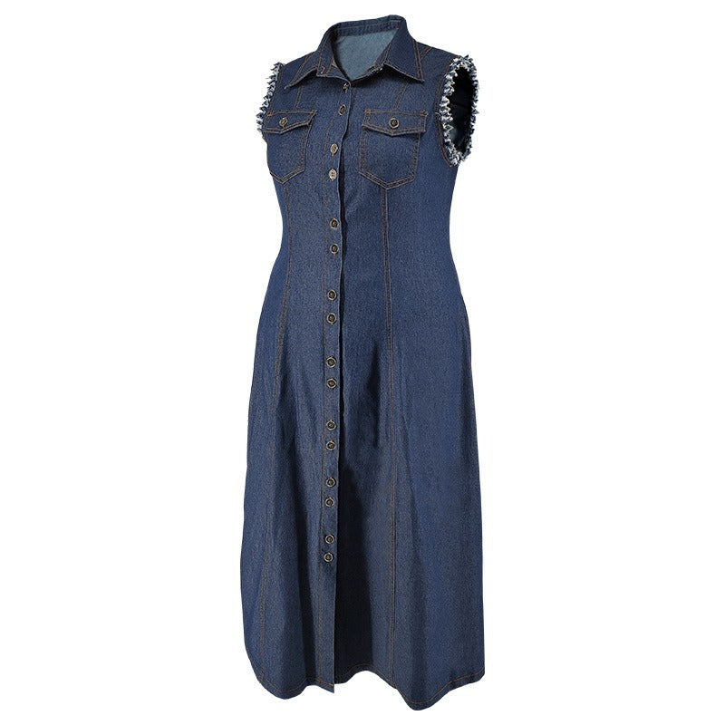 Women’s Plus Size Long Denim Shirt Dress