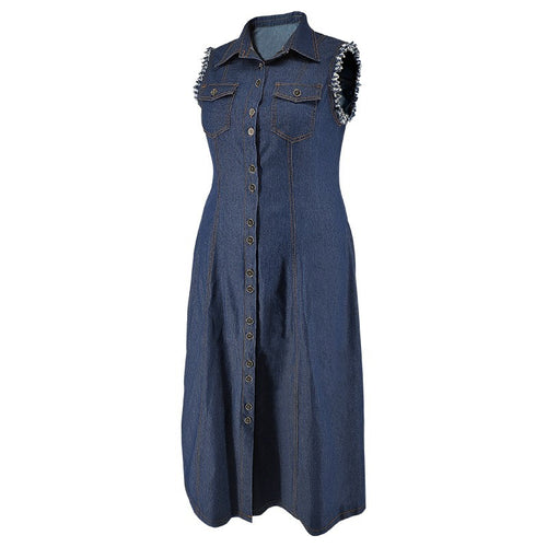 Women’s Plus Size Long Denim Shirt Dress