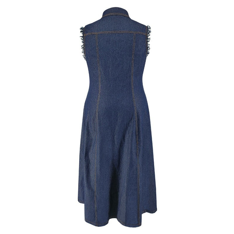 Women’s Plus Size Long Denim Shirt Dress