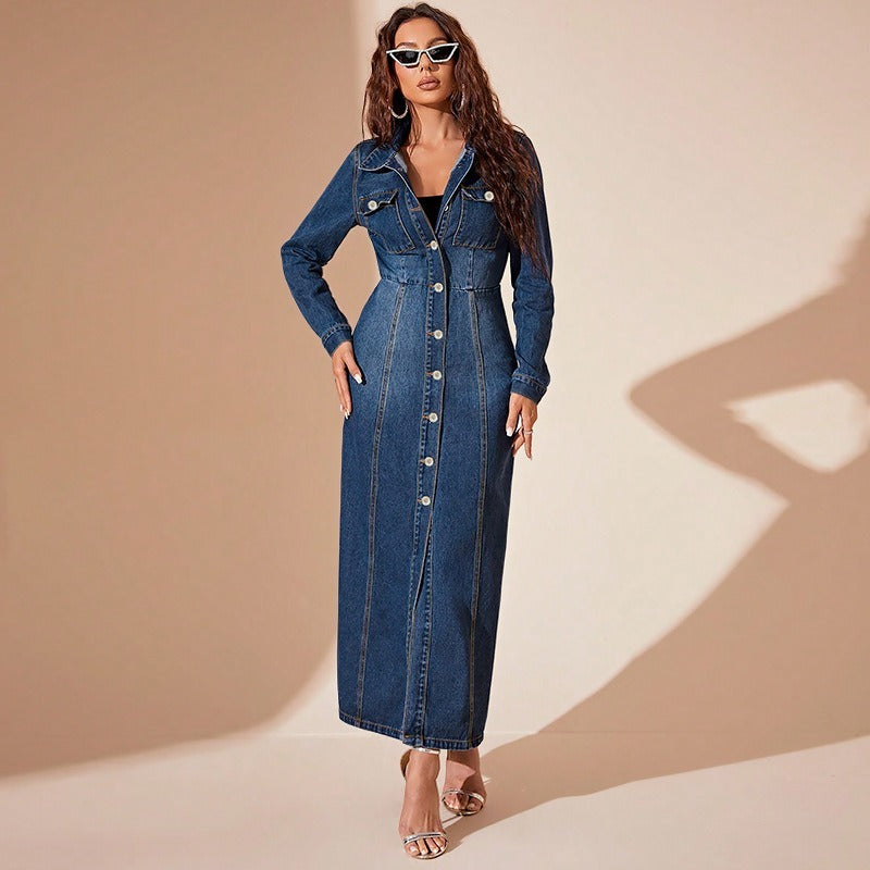 Women’s Button-Front Denim Shirt Dress