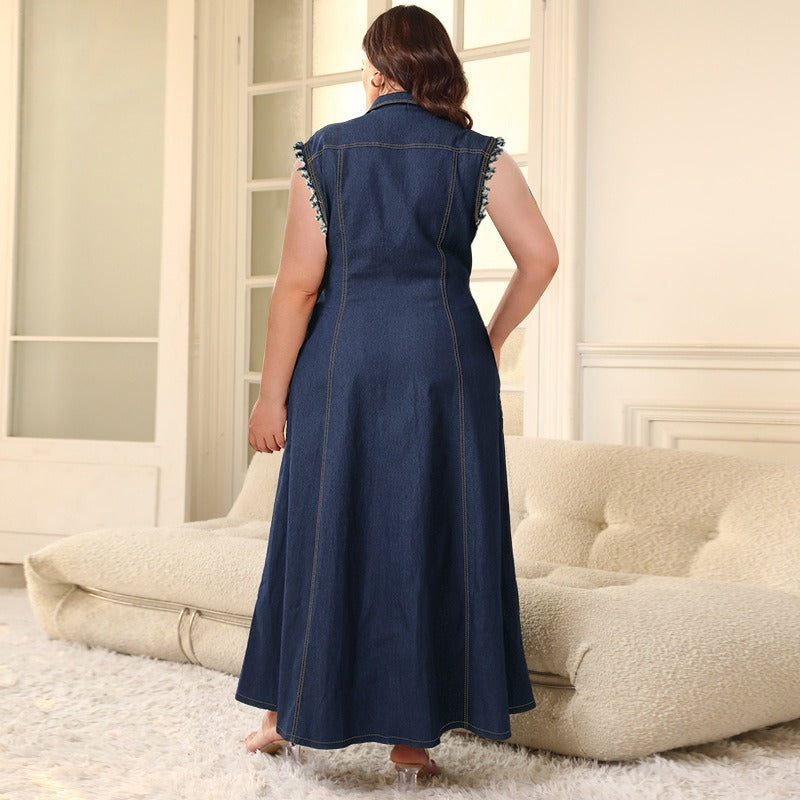 Women’s Plus Size Long Denim Shirt Dress